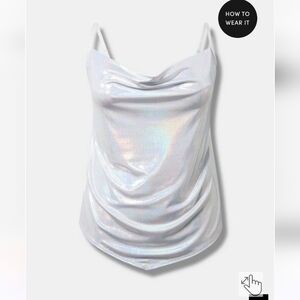 🆕️ 3X WHITE IRIDESCENT LIQUID SHINE COWL CAMI
